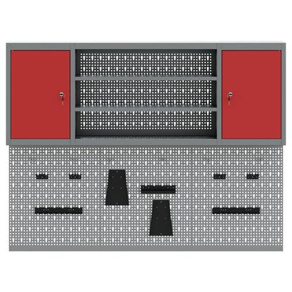Set di mobili da lavoro con cassetto 12 pcs Nero e Grigio