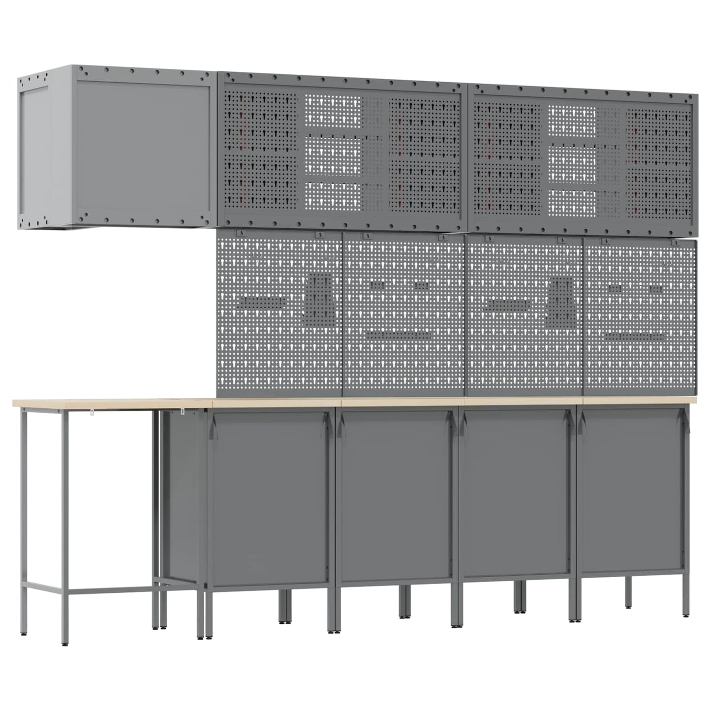 Set di mobili da lavoro con cassetto 12 pcs Nero e Grigio