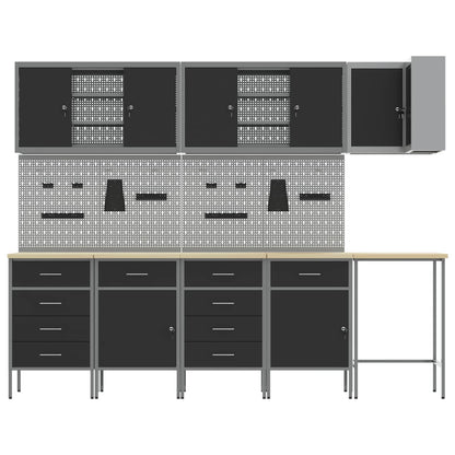 Set di mobili da lavoro con cassetto 12 pcs Nero e Grigio