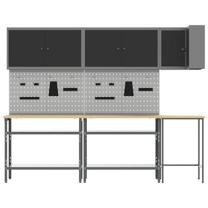 Set di mobili da lavoro con lo scaffale 10 pcs Nero e Grigio