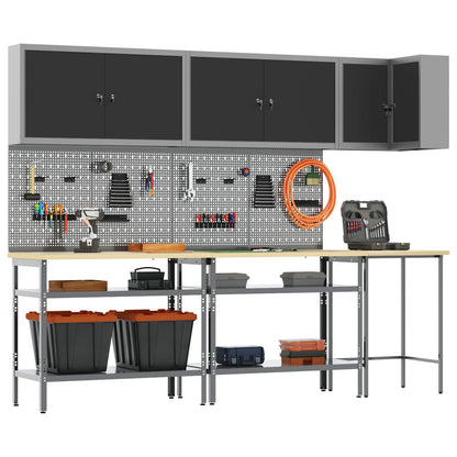 Set di mobili da lavoro con lo scaffale 10 pcs Nero e Grigio