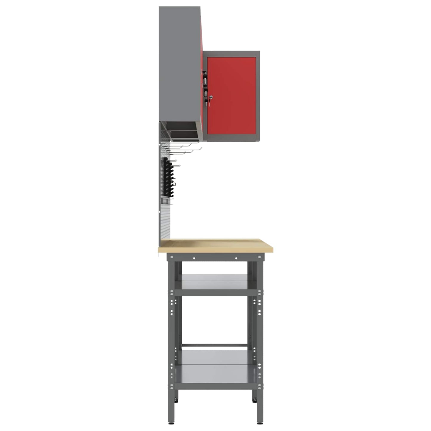 Set di mobili da lavoro con lo scaffale 10 pcs Rosso e Grigio
