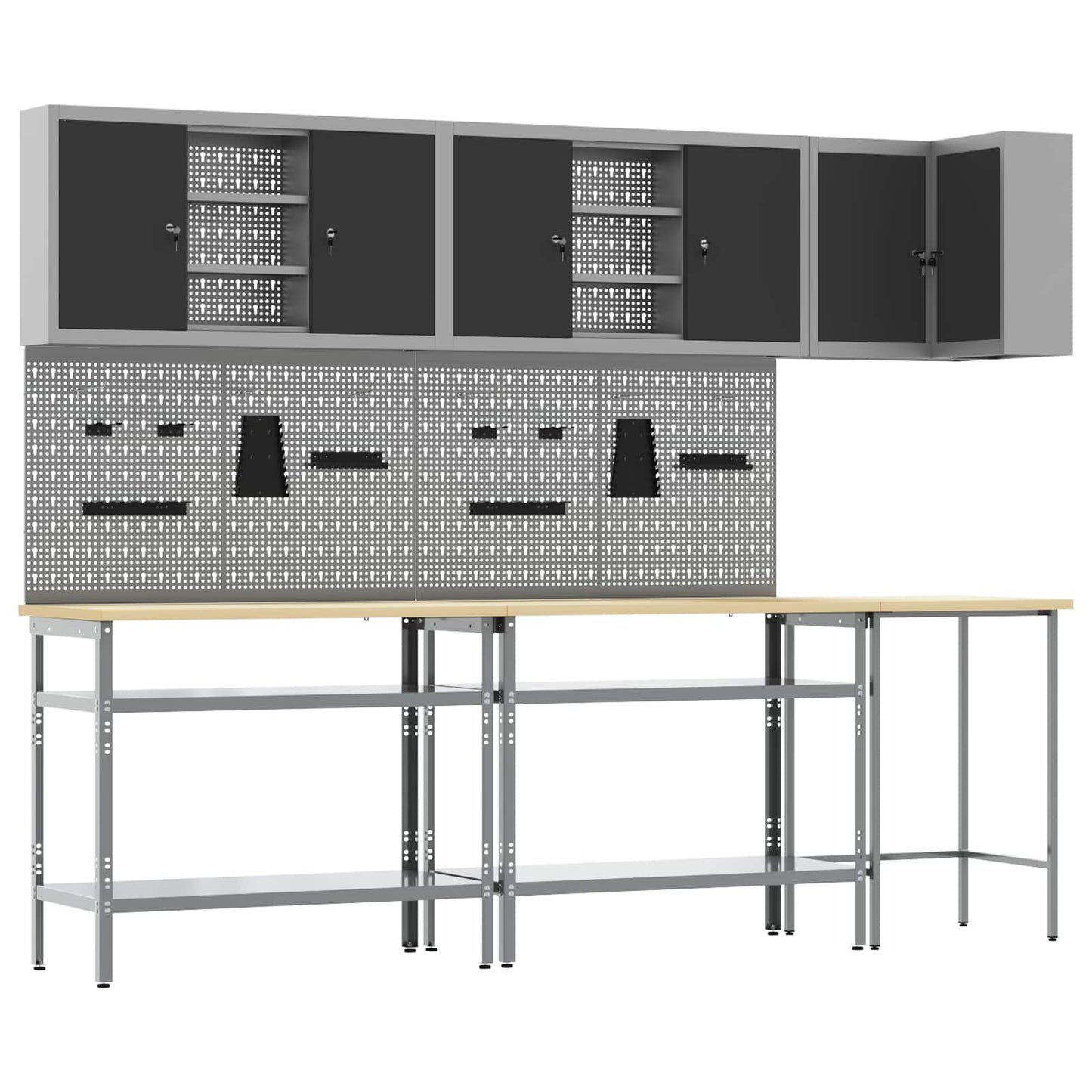 Set di mobili da lavoro con lo scaffale 10 pcs Nero e Grigio