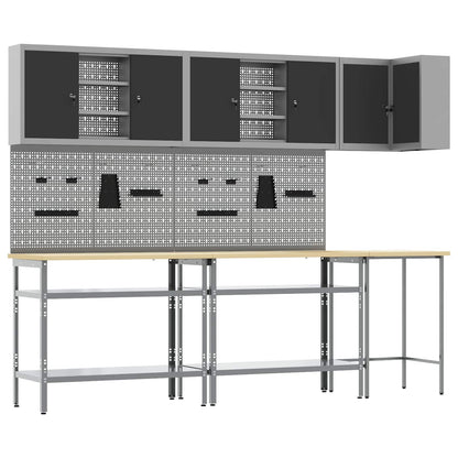 Set di mobili da lavoro con lo scaffale 10 pcs Nero e Grigio