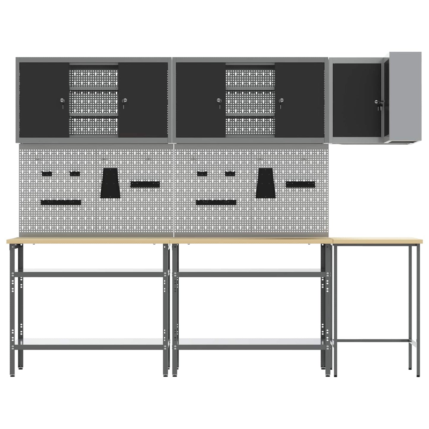 Set di mobili da lavoro con lo scaffale 10 pcs Nero e Grigio