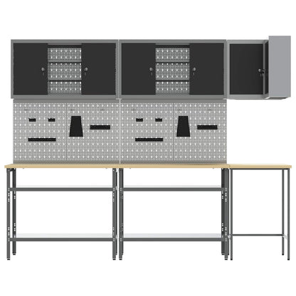 Set di mobili da lavoro con lo scaffale 10 pcs Nero e Grigio