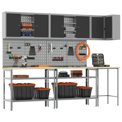 Set di mobili da lavoro con lo scaffale 10 pcs Nero e Grigio