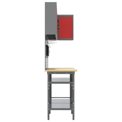 Set di mobili da lavoro con lo scaffale 10 pcs Rosso e Grigio