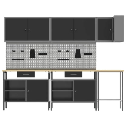 Set di mobili da lavoro con cassetto 10 pcs Nero e Grigio
