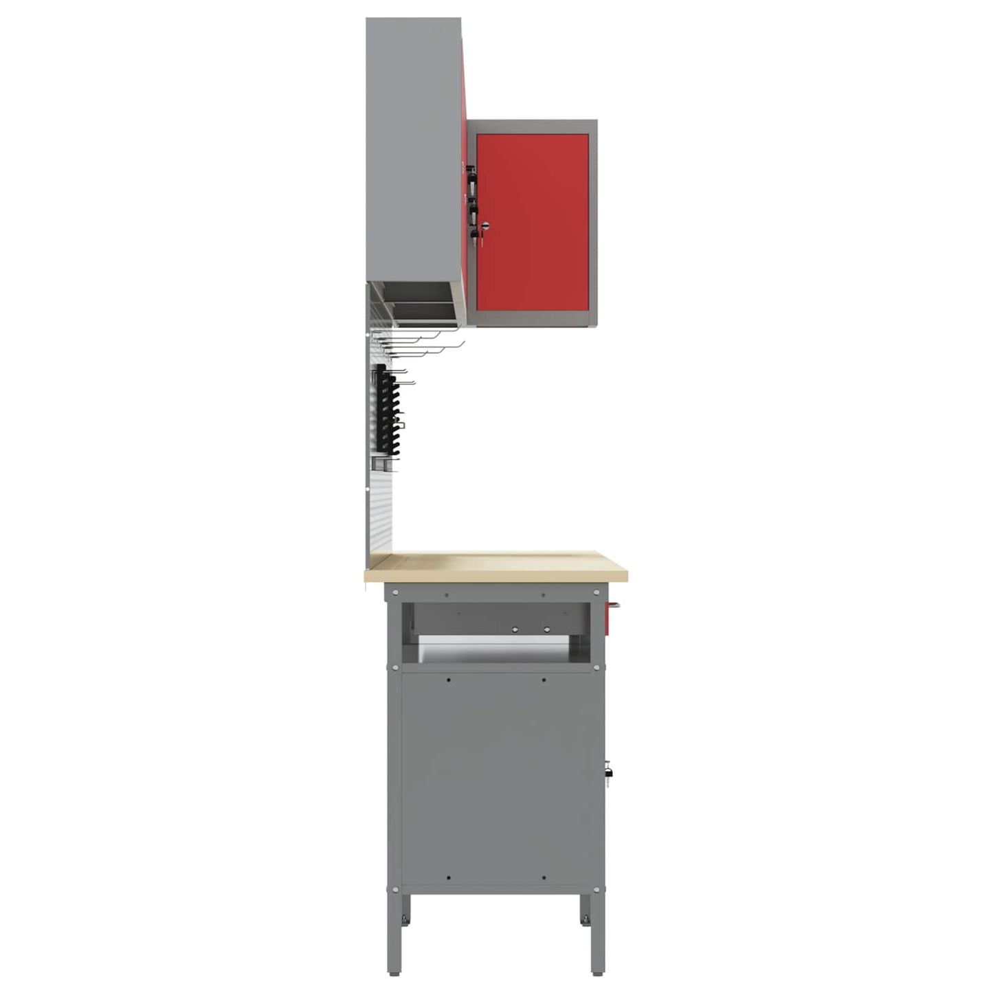 Set di mobili da lavoro con cassetto 10 pcs Rosso e Grigio