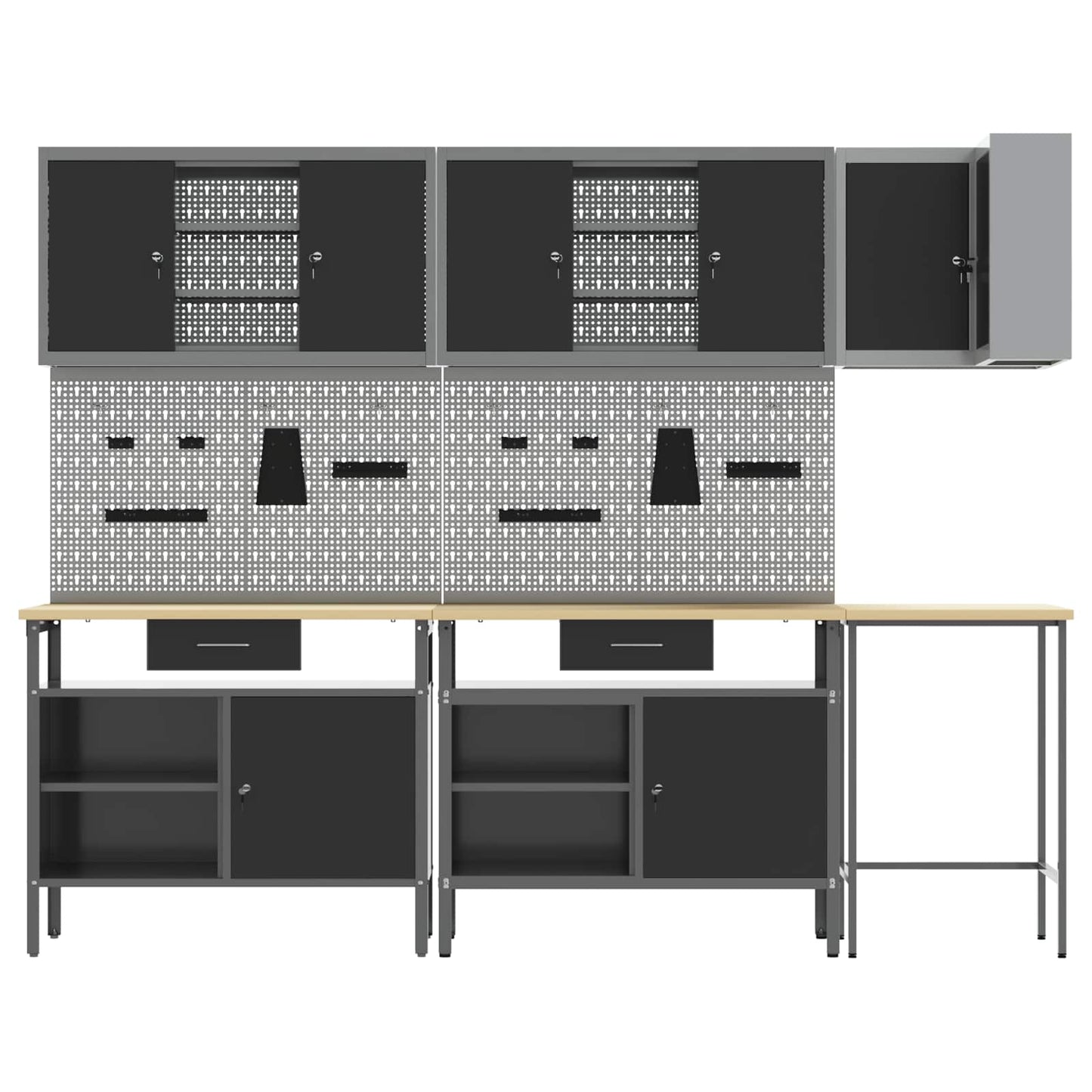 Set di mobili da lavoro con cassetto 10 pcs Nero e Grigio