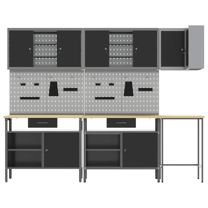 Set di mobili da lavoro con cassetto 10 pcs Nero e Grigio