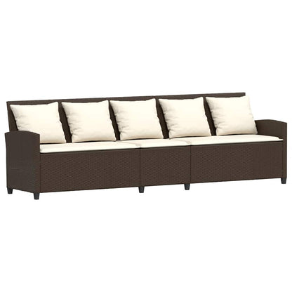 Divano da Giardino a 5 Posti con Cuscini in Polyrattan Marrone