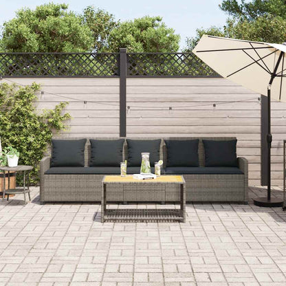Divano da Giardino con Cuscini 5 Posti Grigio in Polyrattan