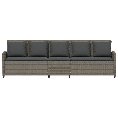 Divano da Giardino con Cuscini 5 Posti Grigio in Polyrattan