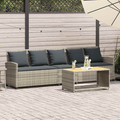 Divano da Giardino con Cuscini 5 Posti Grigio Chiaro Polyrattan