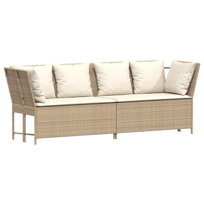 Divano da Giardino con Cuscini in Polyrattan Beige