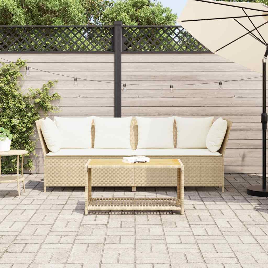 Divano da Giardino con Cuscini in Polyrattan Beige
