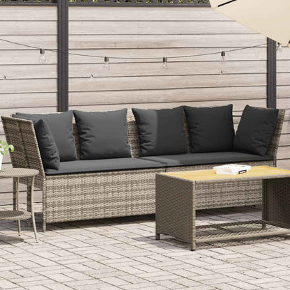 Divano da Giardino con Cuscini in Polyrattan Grigio Chiaro