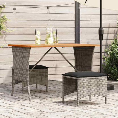 Set da Pranzo da Giardino 3 pz con Cuscini in Polyrattan Grigio