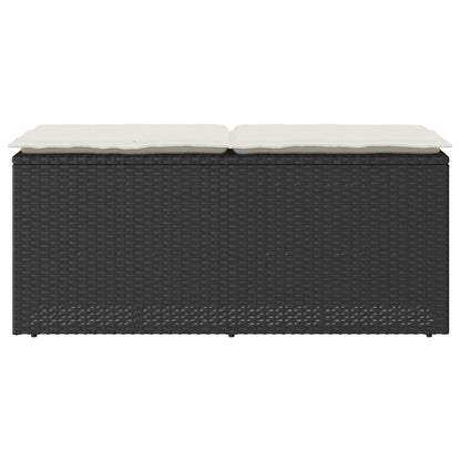 Panca da Giardino con Cuscino Nera 110x40x44 cm in Polyrattan