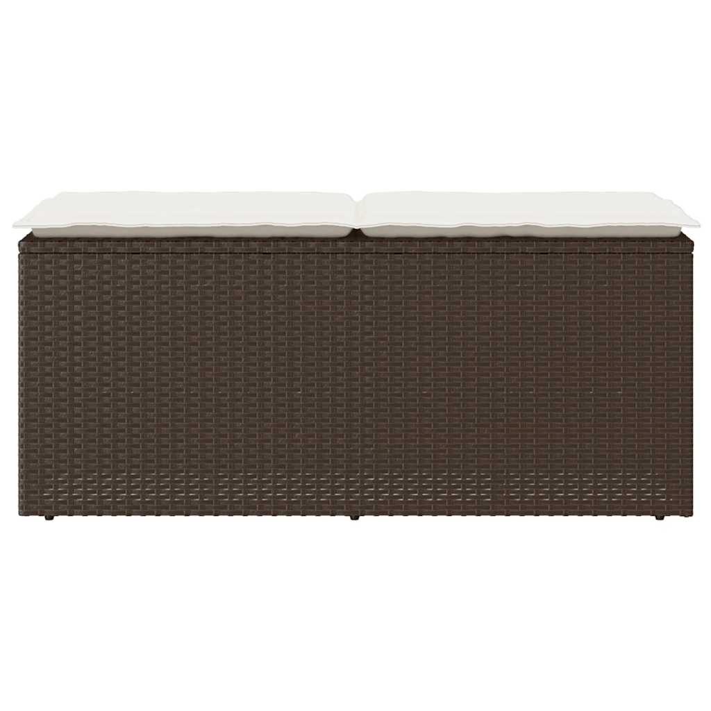 Panca da Giardino con Cuscino Marrone 110x40x44cm in Polyrattan