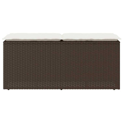 Panca da Giardino con Cuscino Marrone 110x40x44cm in Polyrattan