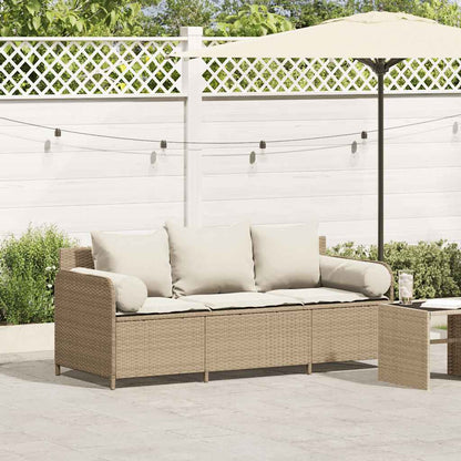 Divano da Giardino con Cuscini a 3 Posti Beige in Polyrattan