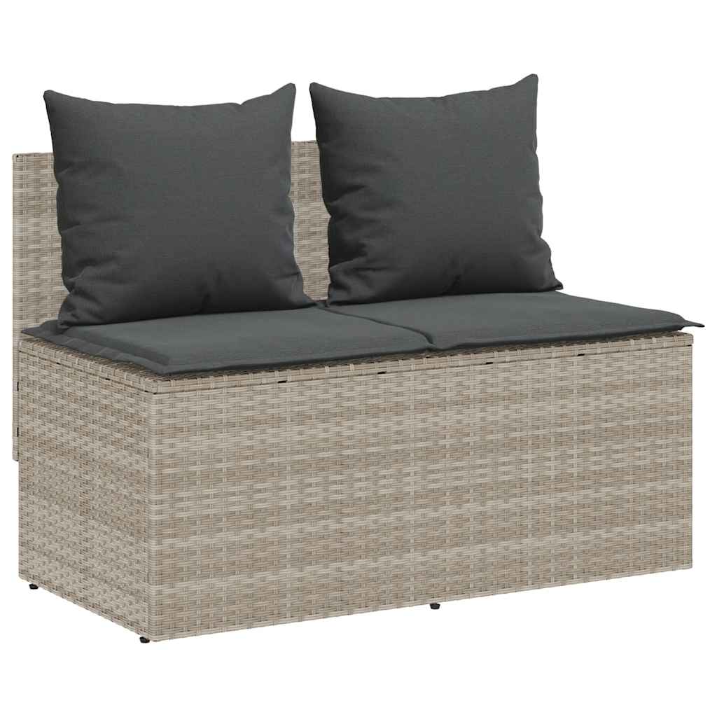 Set Pranzo da Giardino 3pz con Cuscini Grigio Chiaro Polyrattan