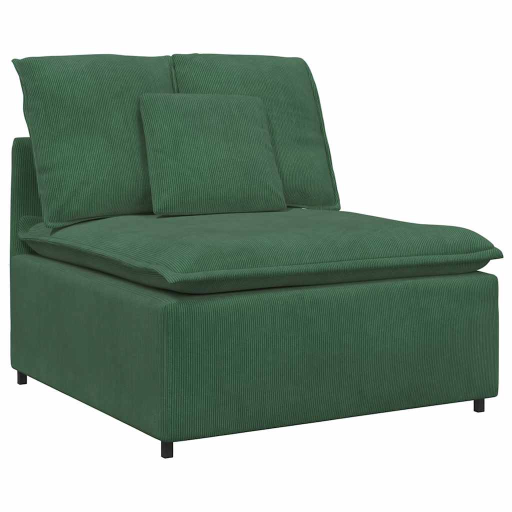 Modulo Centrale Divano Modulare con Cuscini Verde Scuro 100cm