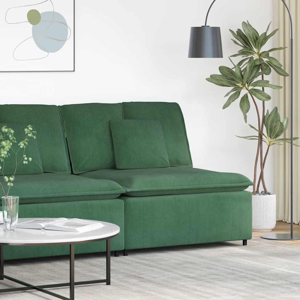 Modulo Centrale Divano Modulare con Cuscini Verde Scuro 100cm