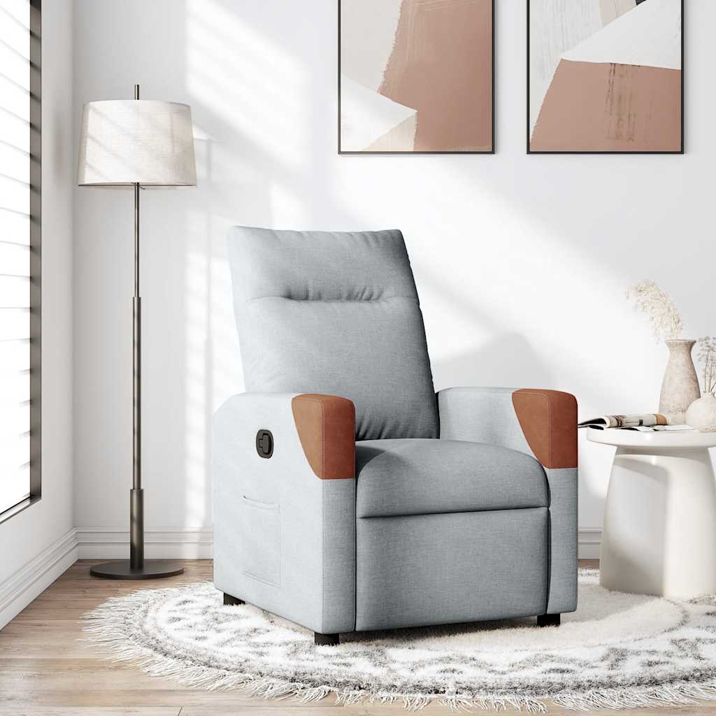 Poltrona reclinabile in tessuto grigio chiaro