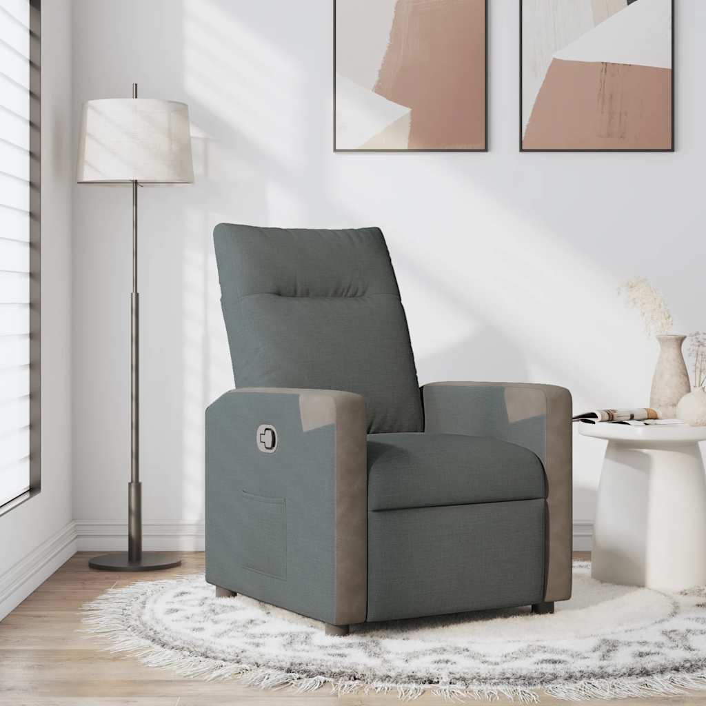 Poltrona reclinabile in tessuto grigio scuro