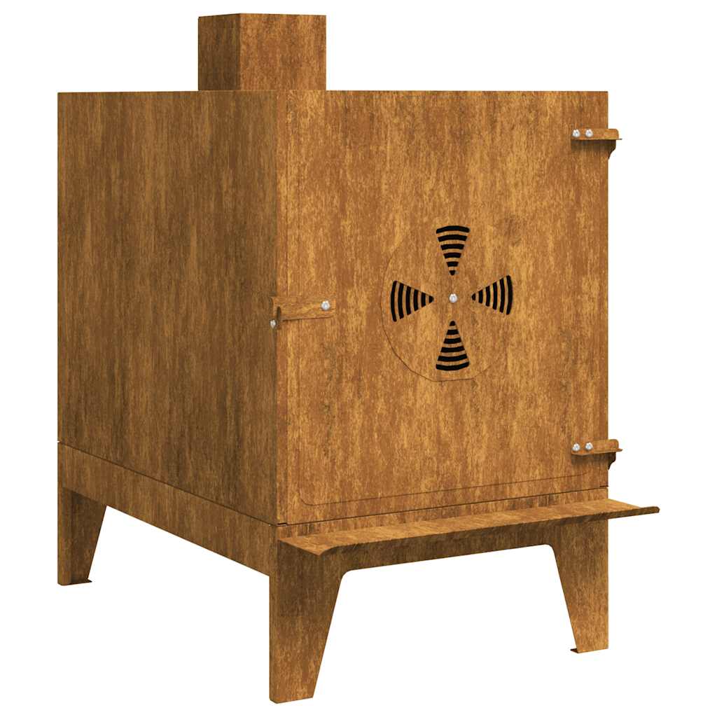 Stufa da Campeggio 35x50x60 cm in Acciaio Corten