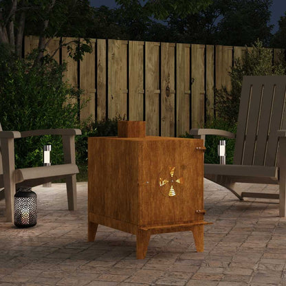 Stufa da Campeggio 35x50x60 cm in Acciaio Corten