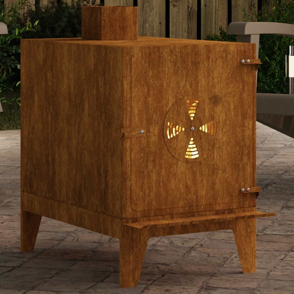 Stufa da Campeggio 35x50x60 cm in Acciaio Corten