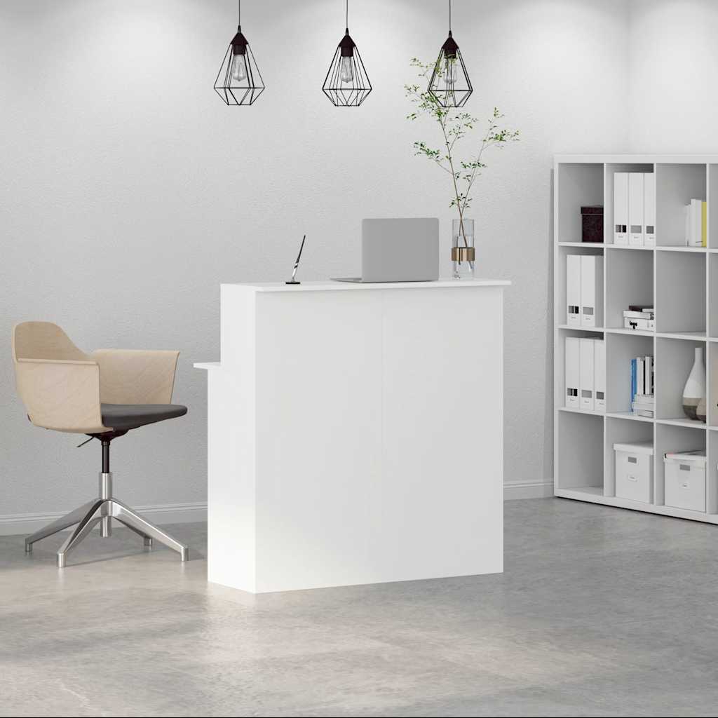 Scrivania per Reception Bianca 100x50x103,5 cm in Legno Massello