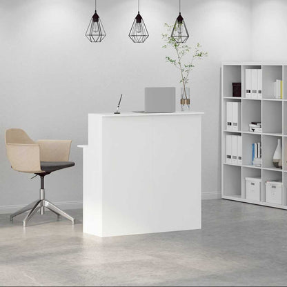 Scrivania per Reception Bianca 100x50x103,5 cm in Legno Massello