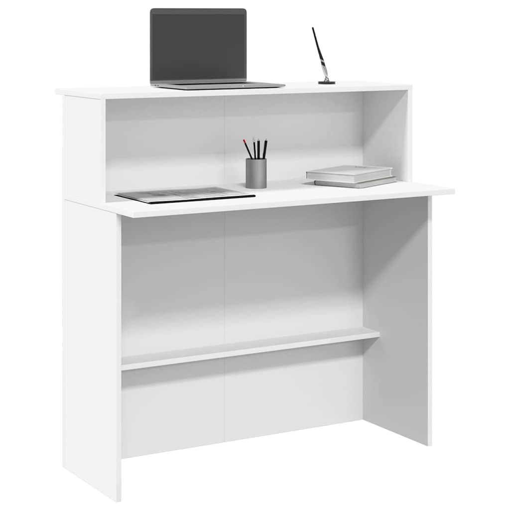 Scrivania per Reception Bianca 100x50x103,5 cm in Legno Massello