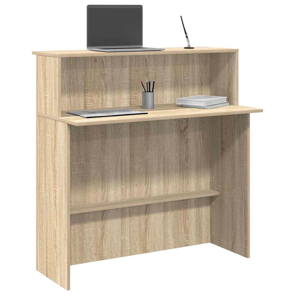 Scrivania per Reception Rovere Sonoma 100x50x103,5 cm in Legno Massello