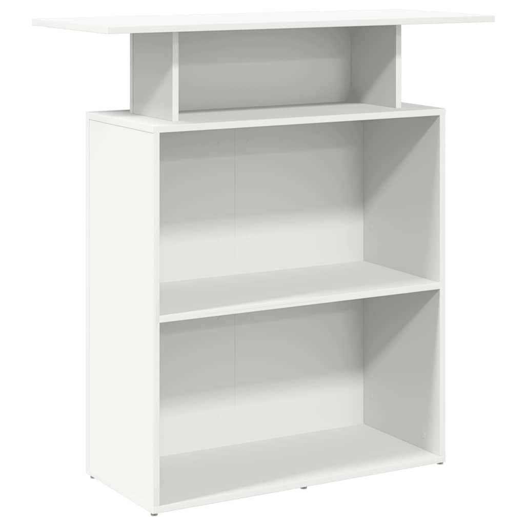 Scrivania per Reception Bianca 100x40x104 cm in Legno Massello