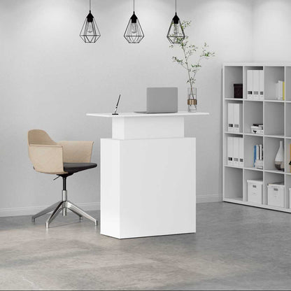 Scrivania per Reception Bianca 100x40x104 cm in Legno Massello