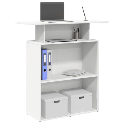 Scrivania per Reception Bianca 100x40x104 cm in Legno Massello