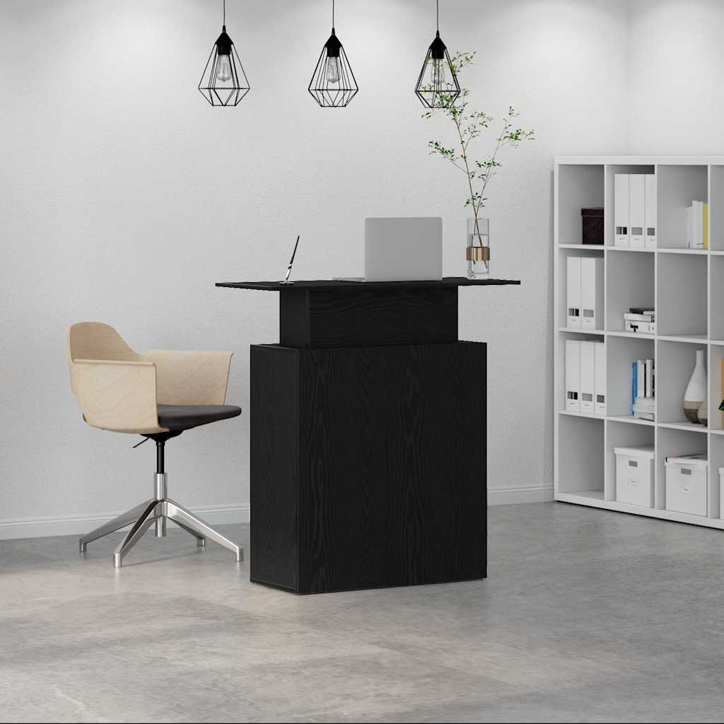 Scrivania per Reception Nera 100x40x104 cm in Legno Massello