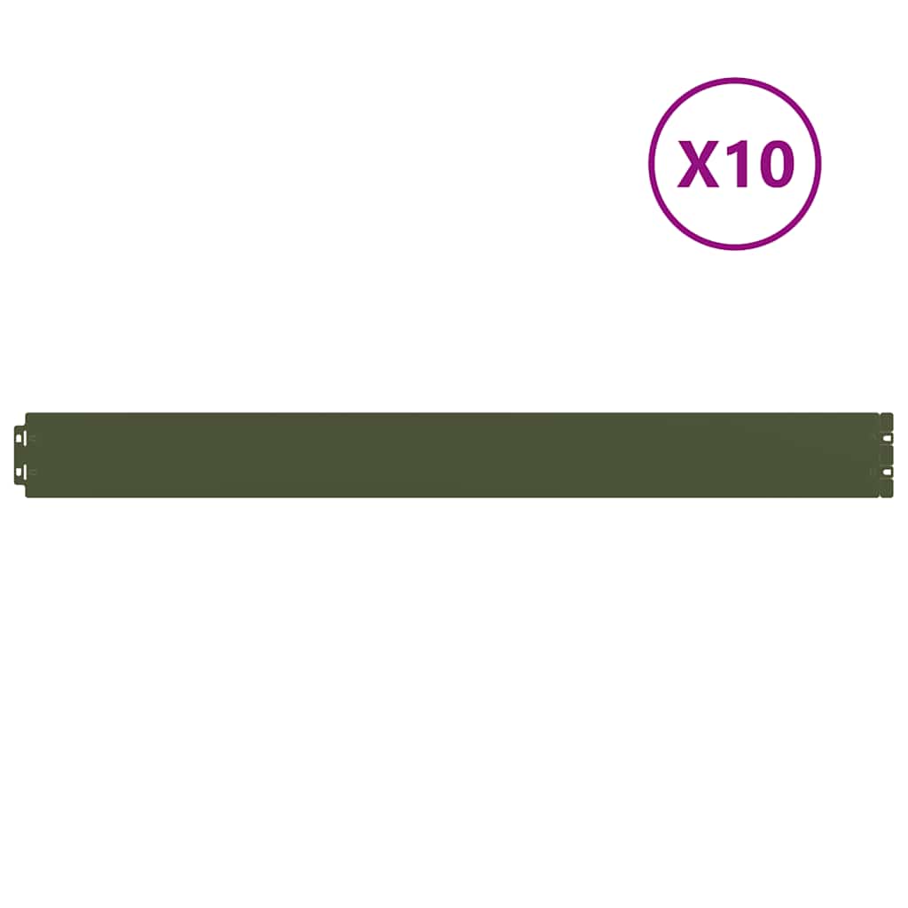 Bordure per Prato 10 pz Verde Oliva Acciaio Laminato a Freddo