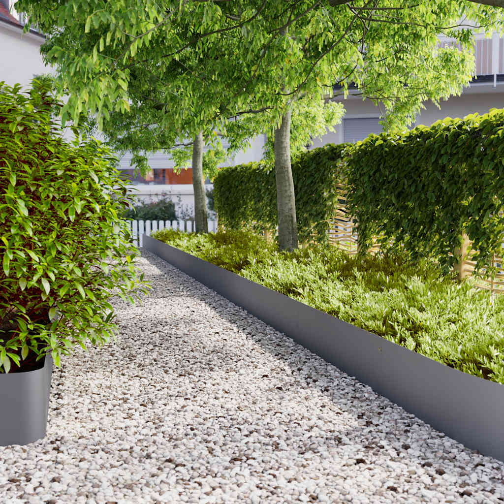 Bordure per Prato 10 pz Antracite Acciaio Laminato a Freddo