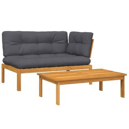 Set Divano Pallet da Giardino 2 pz con Cuscini Massello Acacia