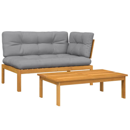 Set Divano Pallet da Giardino 2 pz con Cuscini Massello Acacia