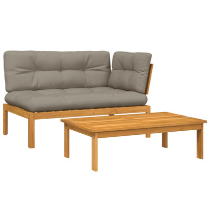 Set Divano Pallet da Giardino 2 pz con Cuscini Massello Acacia