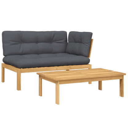 Set Divano Pallet da Giardino 2 pz con Cuscini Massello Acacia